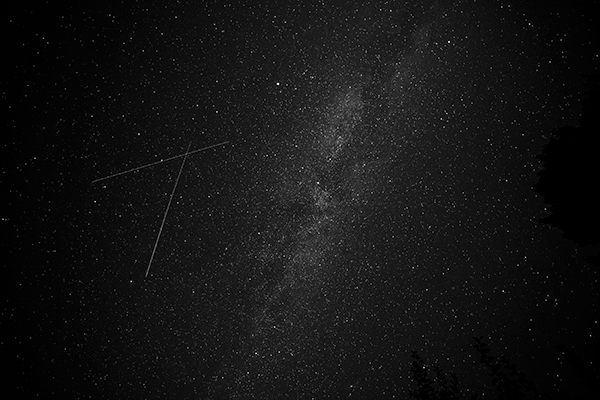 photo of the sky at night, black & white