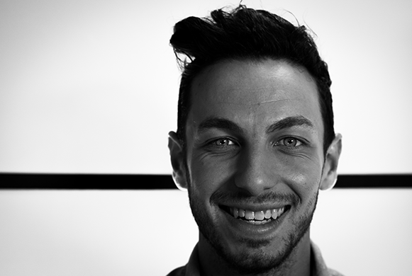 portrait of a man, face close up, black & white